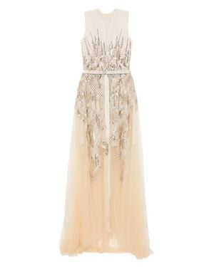 Saiid Kobeisy Velvet Embroidered Dress - Natural