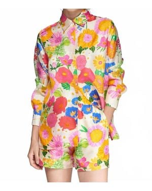 Vilagallo Satin Floral Print Blouse - Multicolor