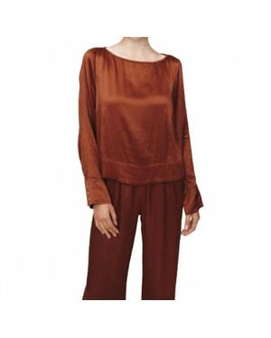Bella Dahl Long Sleeve Split Back Pullover Top - Brown