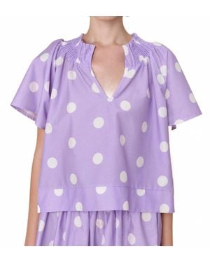 Sofia Natalie Smocked Neck Blouse - Purple