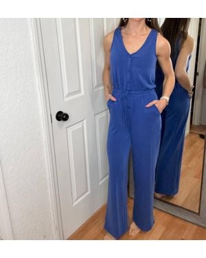 Skies Are Blue Celeste V-Neck Jumpsuit - Blue