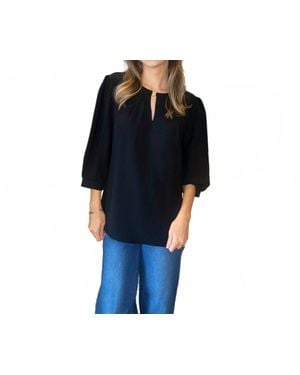 Ninexis Sleek Keyhole Accent Blouse - Blue