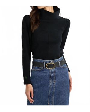 Dudley Stephens Camilla Puff Sleeve Turtleneck Top - Black