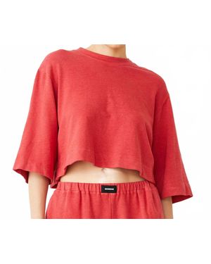 Monrow French Terry Oversized Top - Red