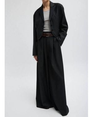 Tibi Tropical Wool Cropped Bomber Blazer - Black