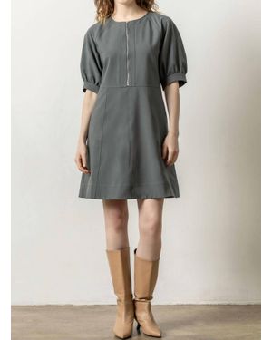 Lilla P Zip Front Flared Mini Dress - Gray
