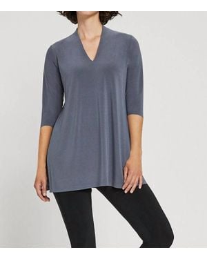 Sympli Long Sleeve Deep V Tunic - Blue