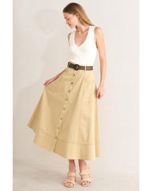 TRUEDAMES Sand Breeze Woven Midi Skirt - Natural