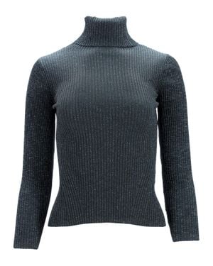 Zimmermann Shimmering Turtleneck Viscose Top - Blue