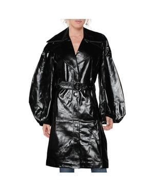 J Brand Antonia Patent Leather Balloon Sleeve Trench Coat - Black