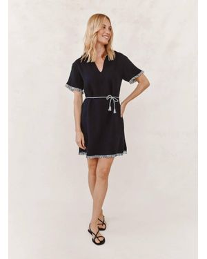 Bella Dahl Short Sleeve Fray Edge Mini Dress - Natural
