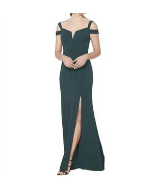 Bill Levkoff Stretch Crepe Double Off The Shoulder Bridesmaid Dress - Green