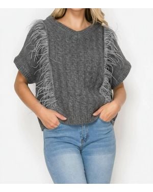 Joh Sonya Knitted Sweater With Feathers - Gray