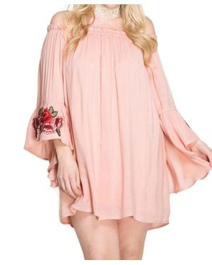 She + Sky Floral Off The Shoulder Mini Dress - Pink