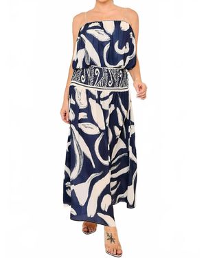Her Bottari Night Garden Top & Skirt Set - Blue