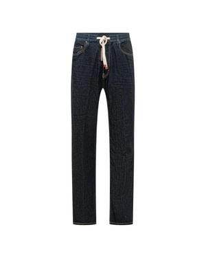 DSquared² Straight-Leg Dark Denim Drawstring Rope Pants - Blue