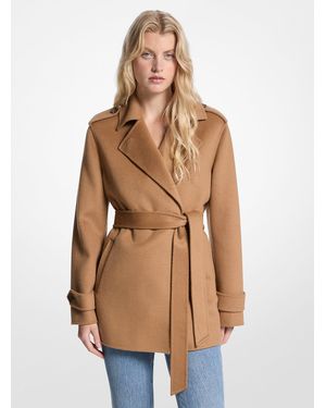 Michael Kors Wool Blend Belted Wrap Coat - Natural