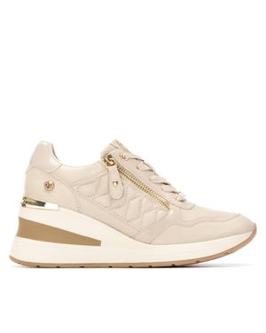 Xti Wedge Lace-Up Sneakers By - Natural