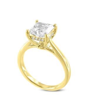 LuvMyJewelry Genoveva 14K Princess Cut Lab Grown Diamond Hidden Halo Engagement Ring - Metallic