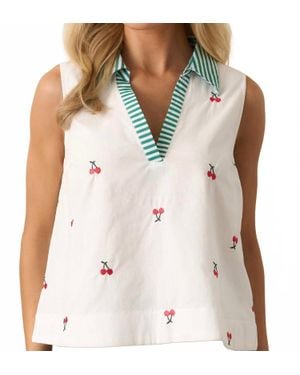 ..,merci Fruit Pattern Shirt Collar Sleeveless Top - Natural