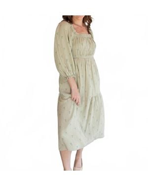 GRADE & GATHER Garden Gauze Midi Dress - Green
