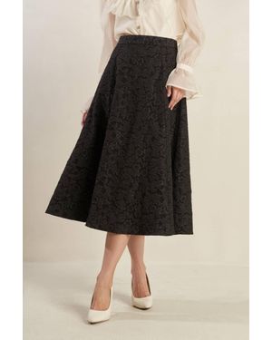 TRUEDAMES Forever Daydreaming Woven Midi Skirt - Black