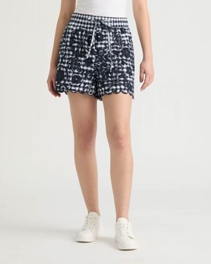NVLT Gingham Scallop Hem Short - Blue