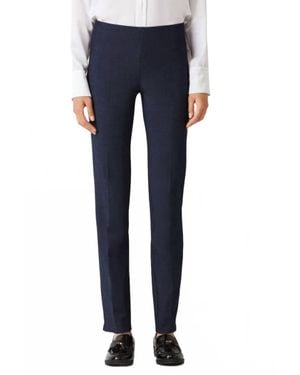 ecru Mid Waist Solid Stretch Crepe Pant - Blue
