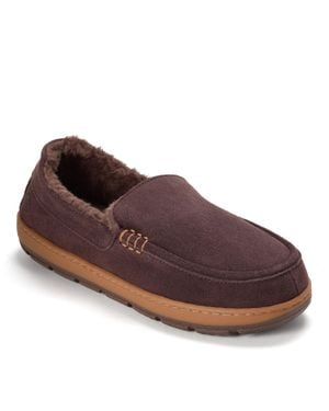 Dearfoams Fitzgerald Genuine Suede Moccasin Slippers - Purple