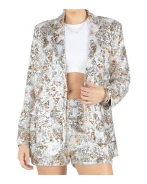 Miss Me Shimmer On Blazer - Gray