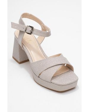 Prologue Shoes Lisbon Platform Block Heel Sandal - Metallic
