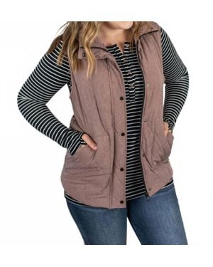 Michelle Mae Remy Zip Up Vest - Brown