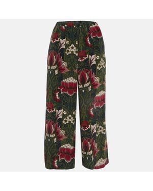 Weekend by Maxmara Floral Print Silk Wide-Leg Pants - Green