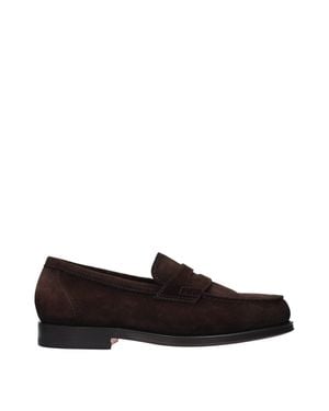Santoni Leather Slip-On Loafers - Black