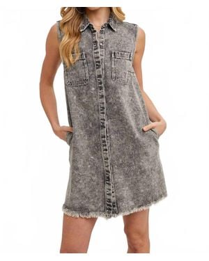 Bluivy Rustic Denim Mini Dress - Gray