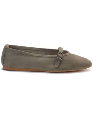 BluBlonc Natalie Mary Jane Strap Detail Flats - Gray