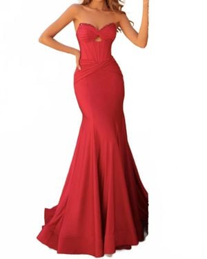 Amarra Sweetheart Corset Mermaid Prom Gown - Red