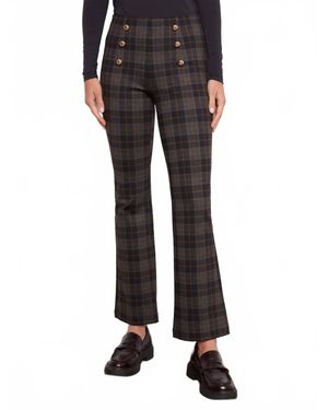 Charlie b Flare Plaid Pants With Decorative Buttons - Black