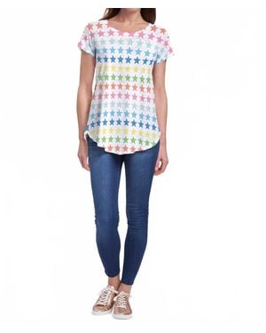 Whimsy Rose Short Sleeve Flowy Tee - Blue