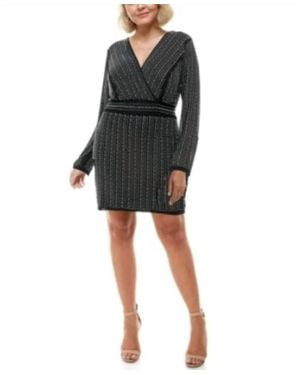 City Studios P. Social Beads Mini V-Neck Dress - Black