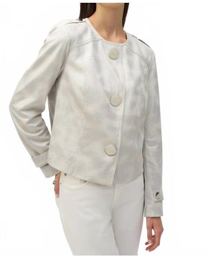 Joseph Ribkoff Faux Leather Boxy Jacket - Gray