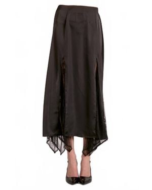 Elan Lace Insert Midi Skirt - Black