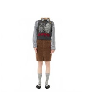 Ganni Stretch Corduroy Skirt - Black