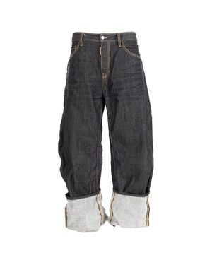DSquared² Wide Leg Folded Jeans - Gray