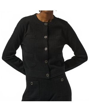 Joseph Ribkoff Crew Neck Button Front Jacket - Black