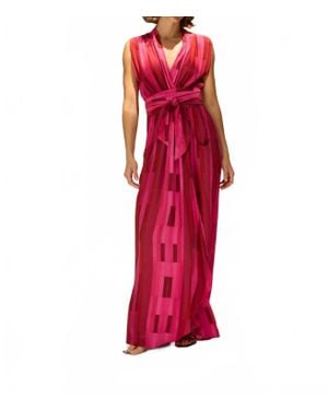 Natalie Martin Nico Silk Print Sleeveless Maxi Dress - Red