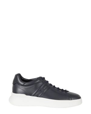 Hogan Denim H580 Leather Rubber Sole Leather Sneakers - Black