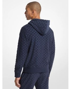 Michael Kors Outlet Logo Jacquard Terry Zip-Up Hoodie - Blue