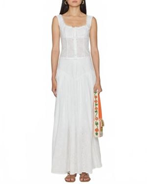 STAUD Lou Lace Sleeveless Top - White