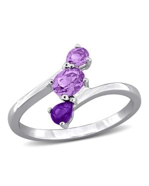 Mimi & Max Multi-Gem Three Stone Bypass Ring Sterling - Blue